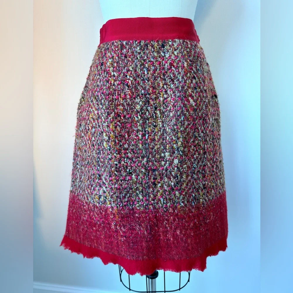Alberta Ferretti Multicolor Tweed A-Line Skirt USA size 4